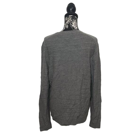 Saks Fifth Avenue Sweater 100% Merino Wool Textured Knit Pullover Gray Size XL - Picture 7 of 8